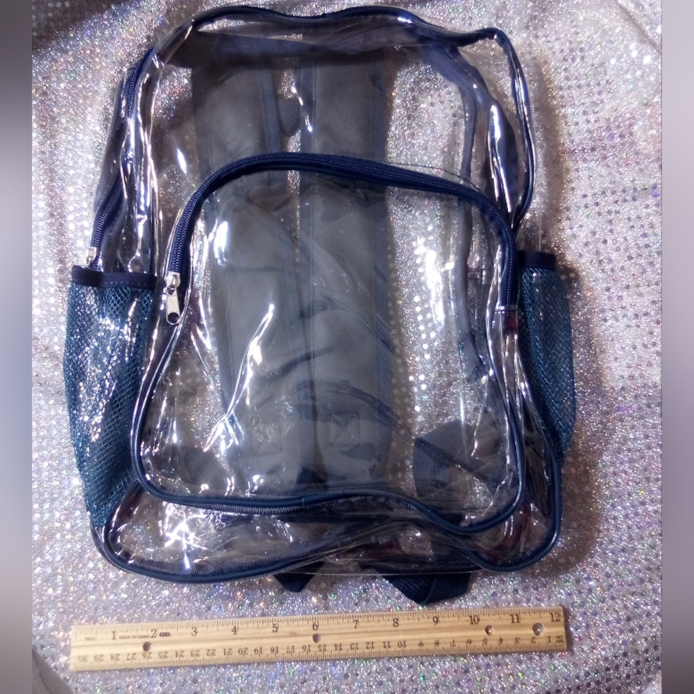 Clear Backpack School Transparent Color Blue